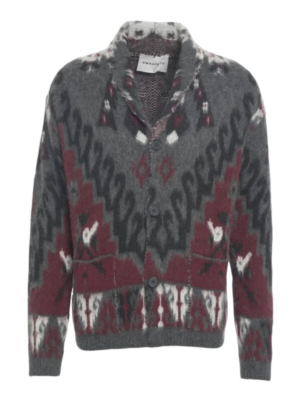 AMARANTO Cardigan fantasia con collo sciallato